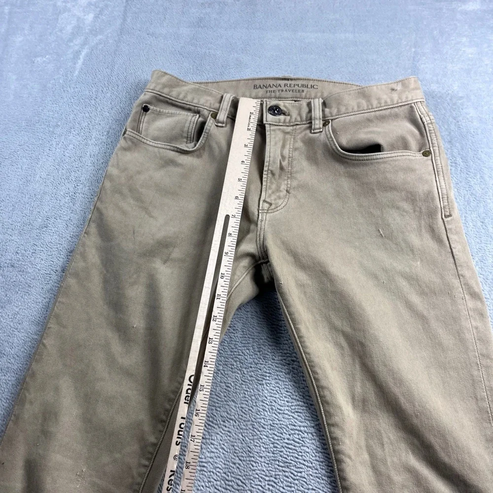 Banana Republic Traveler Pants Mens 28x32 Slim Fit Khaki Tan Stretch‎ Chino